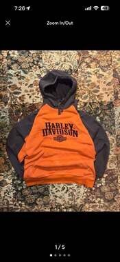 Harley-Davidson Two-Tone Orange & Grey Live Free Ride Hard Hoodie Size L